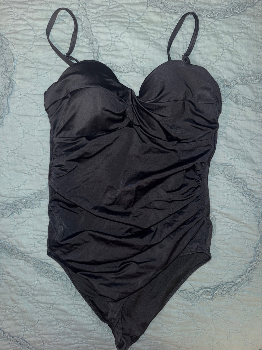 H&M Black Ruched One-Piece Swimsuit